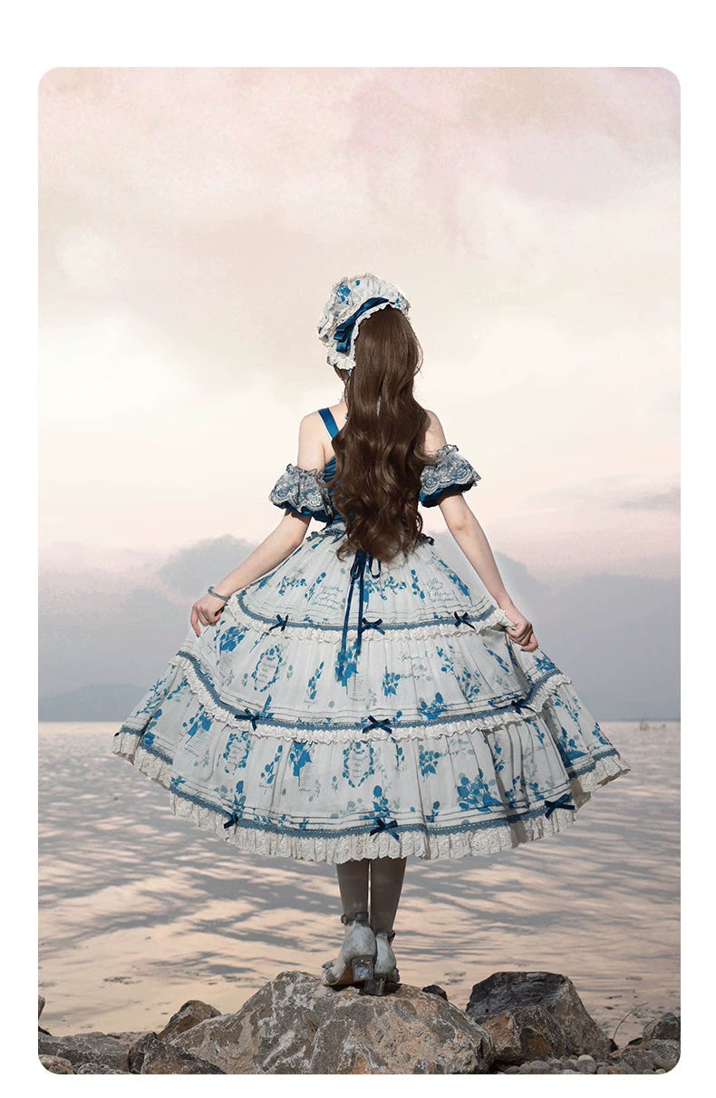 Mulberry Poetry Collection - Plus Size Lolita Printed Top & Skirt Set with Embroidery 45445:847421