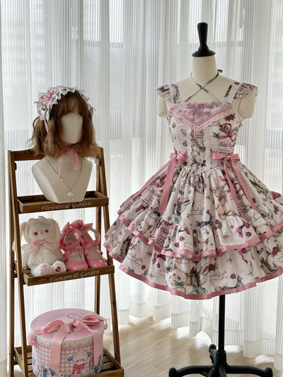 Babyblue~Vintage Lolita JSK Dress Doll Style Cake Dress S White Chocolate 