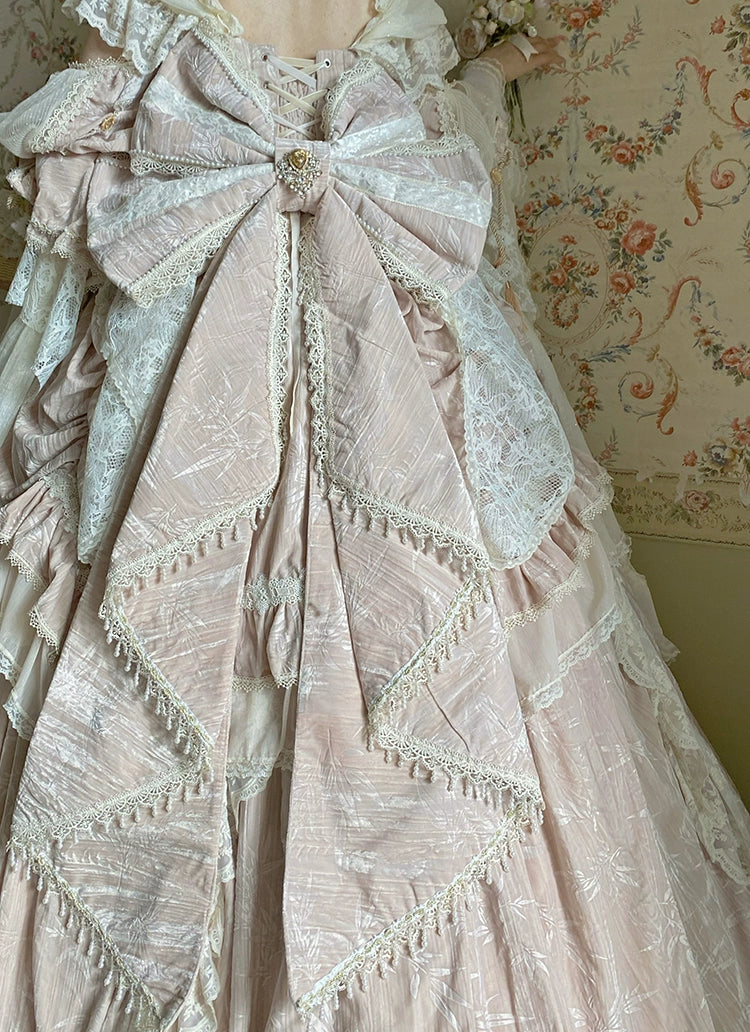 Guaji~Isabella~Wedding Lolita OP Bridal Dress with Tiered Petticoat and Trailing 42885:756859