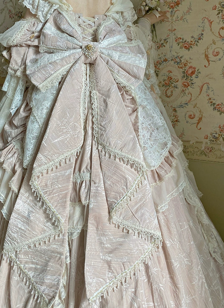 Guaji~Isabella~Wedding Lolita OP Bridal Dress with Tiered Petticoat and Trailing 42885:756859