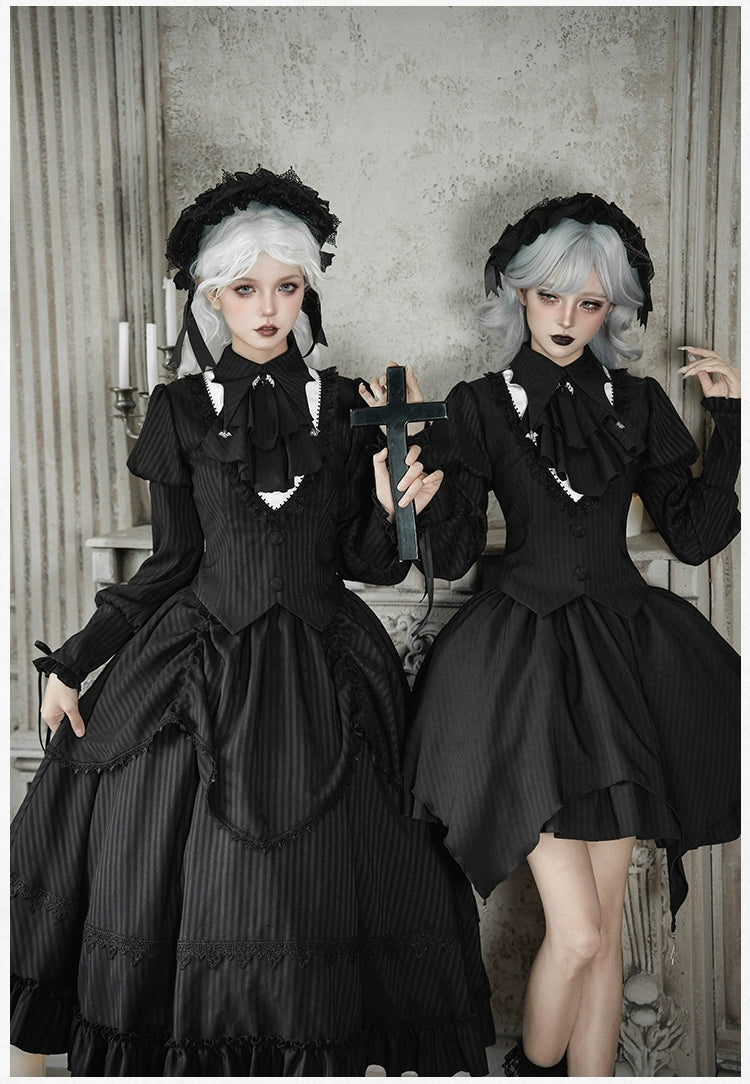 With PUJI - Night Talk - Gothic Lolita Skirt Dress Set, Batwing-shaped Accents 44188:797680