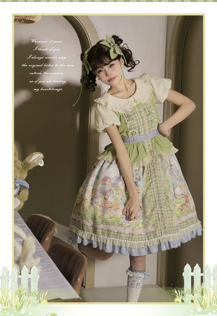 Strawberry Fantasia~Spring In The Air~Sweet Lolita JSK Green Lolita Dress   