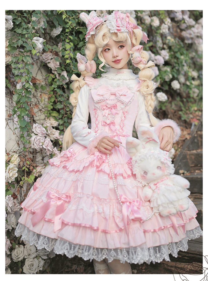 ZhiJinYuan~Love Notebook~Old School Lolita JSK Dress Vintage Doll Tiered Skirt