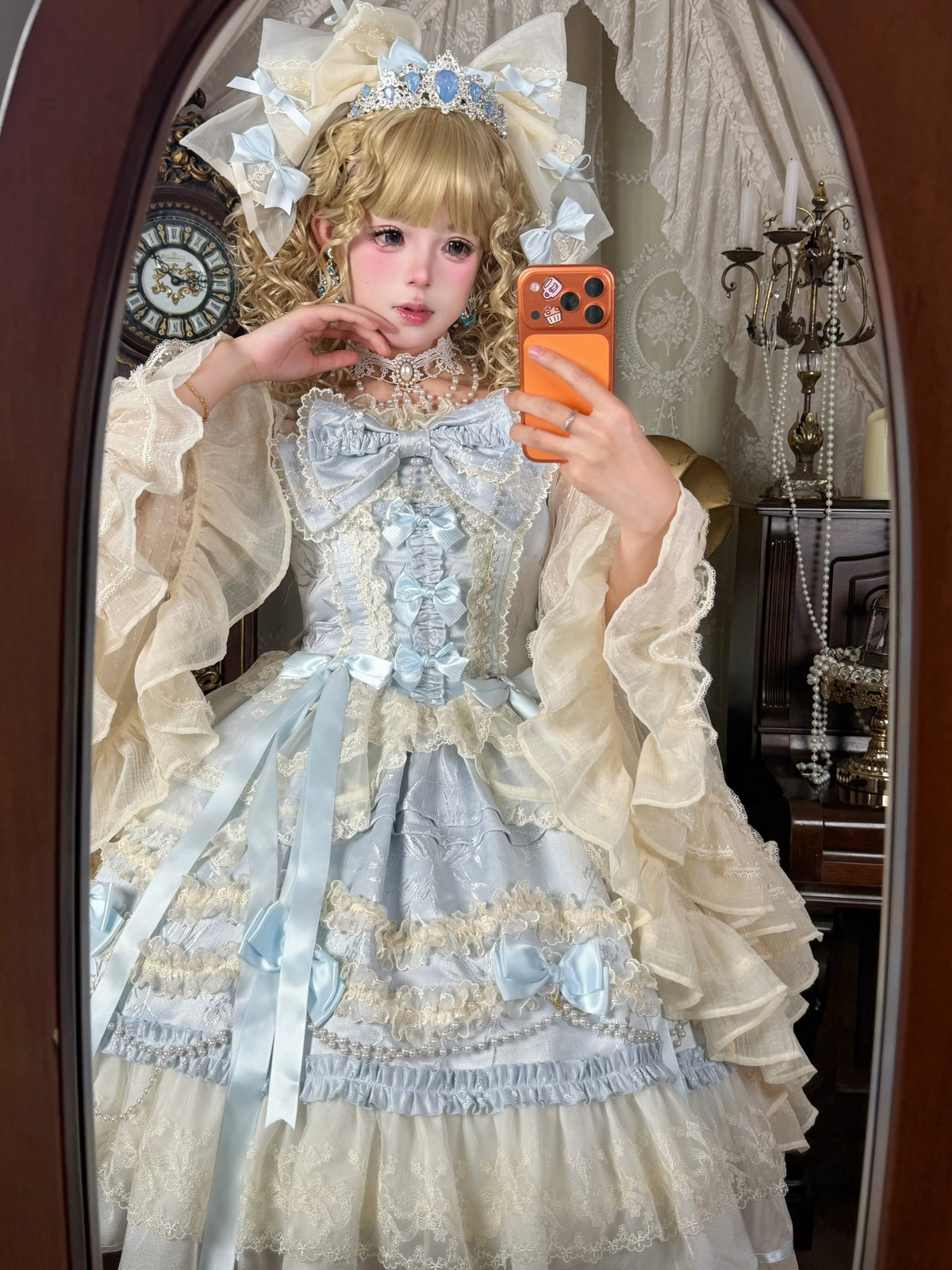 Jenny Love Song - Sweet Lolita Jacquard JSK Dress Set, Detachable Bows 46118:875645