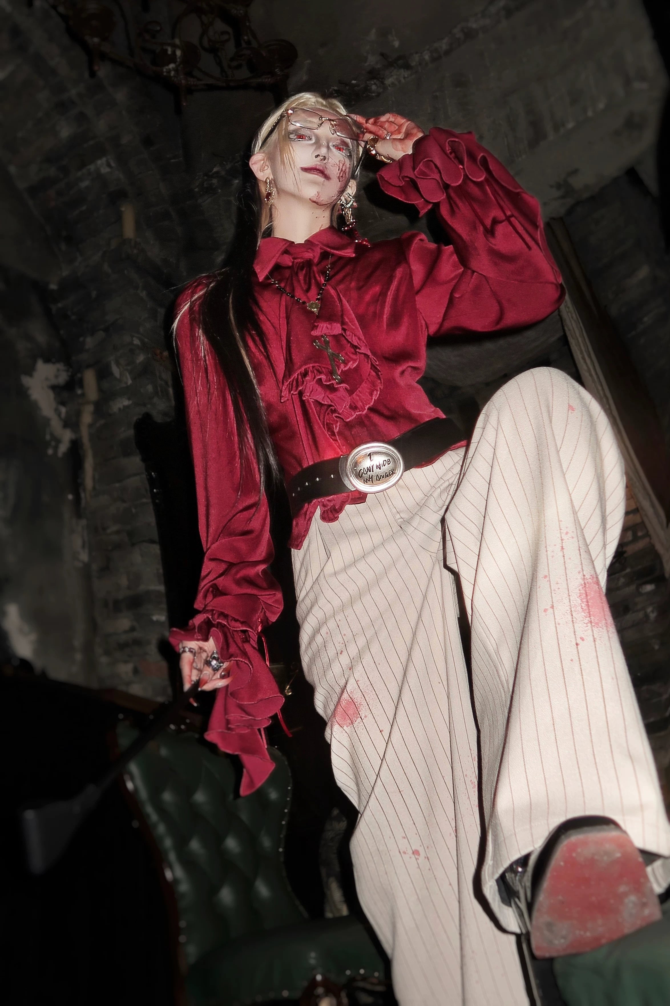 Moon Knight - Ouji Lolita Lantern Sleeve Blouse, Detachable Cuffs
