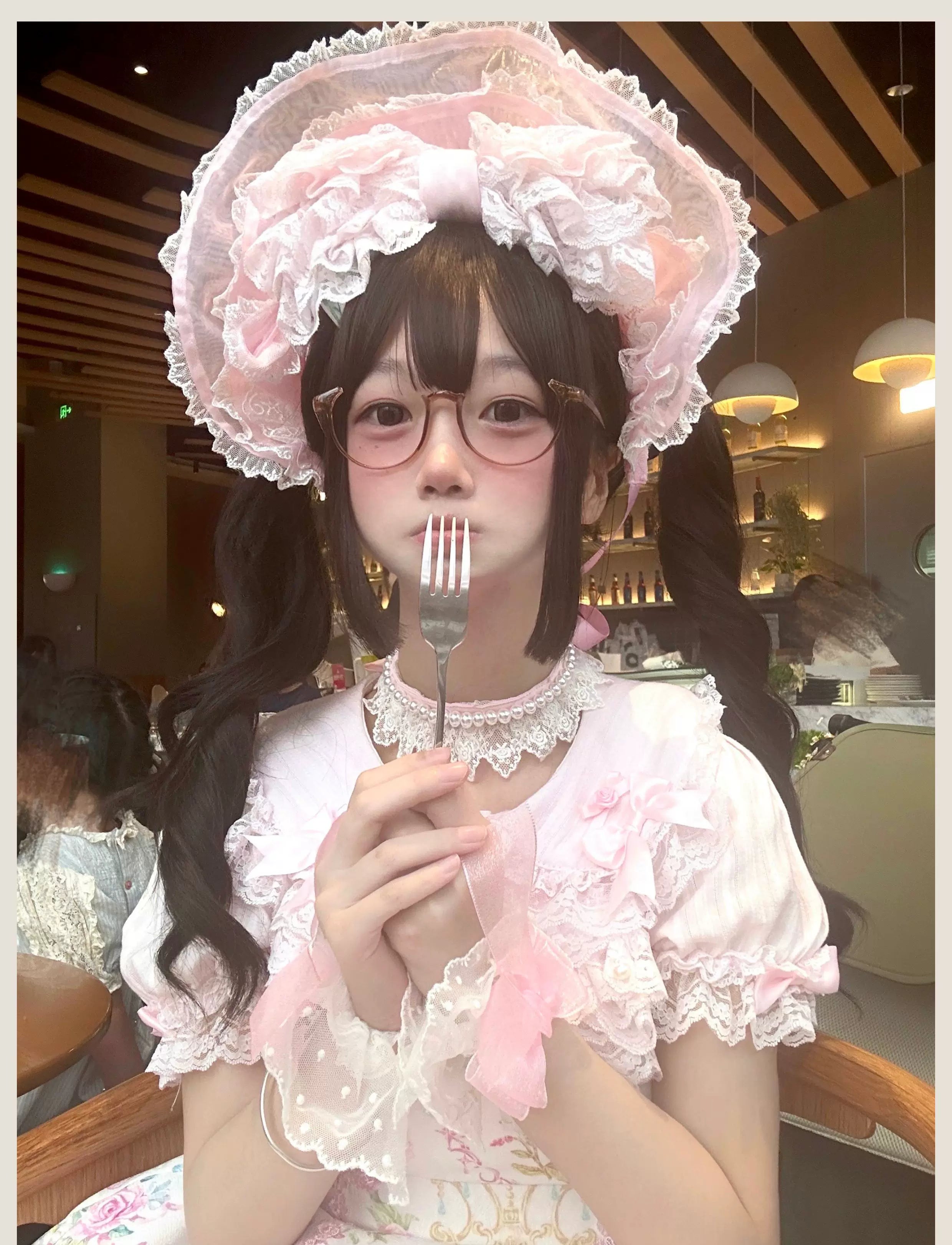 Old School Lolita Peter Pan Collar Blouse with Lace 45504:851251