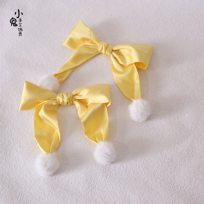 Xiaogui~Sweet Lolita Bow Hair Clips Multicolors a pair of yellow hair clips  