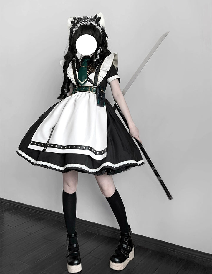 Forest Fluorescent Carps~Girl's Weapon~Military-Inspired Maid Lolita OP Suit