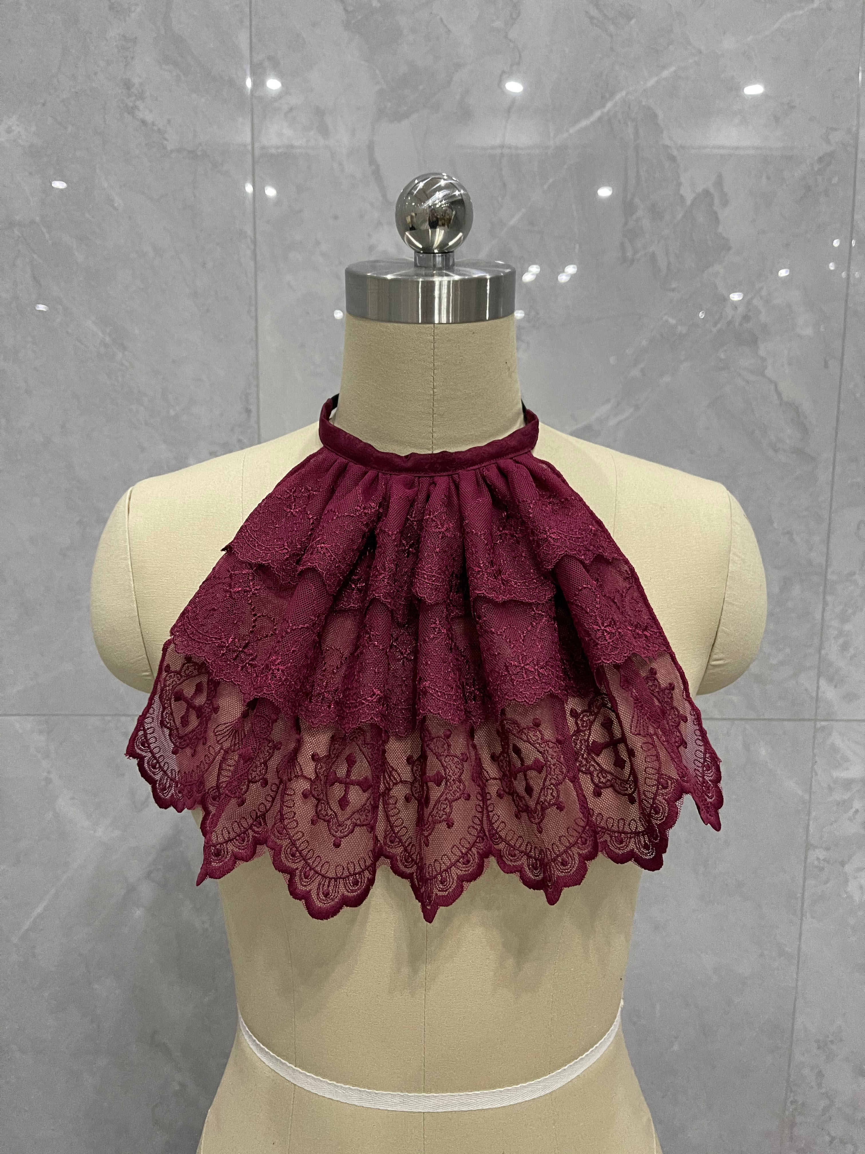Summer Story - Elegant Lolita Bib Lace Lolita Accessory Burgundy