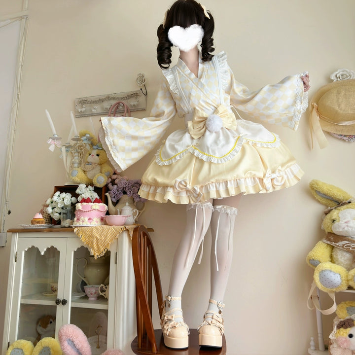 Hanguliang~Kawaii Lolita OP Dress Maid Lolita Summer Dress   