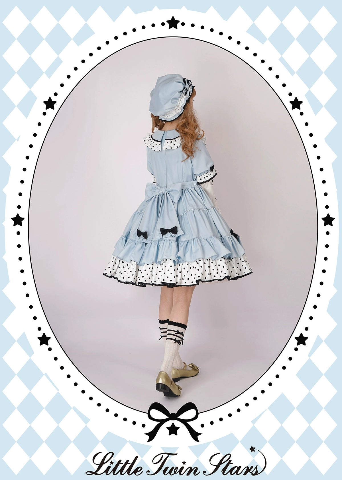 Vcastle~Sweet Lolita OP Dress Splicing Sleeve Apron Dot Print Dress 19776:303760
