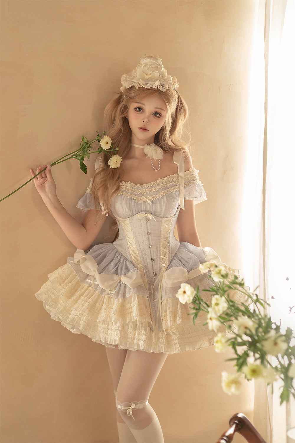 Caramel Antique~Yuyan~Ballet-style Sweet Lolita Corset JSK with Built-in Petticoat