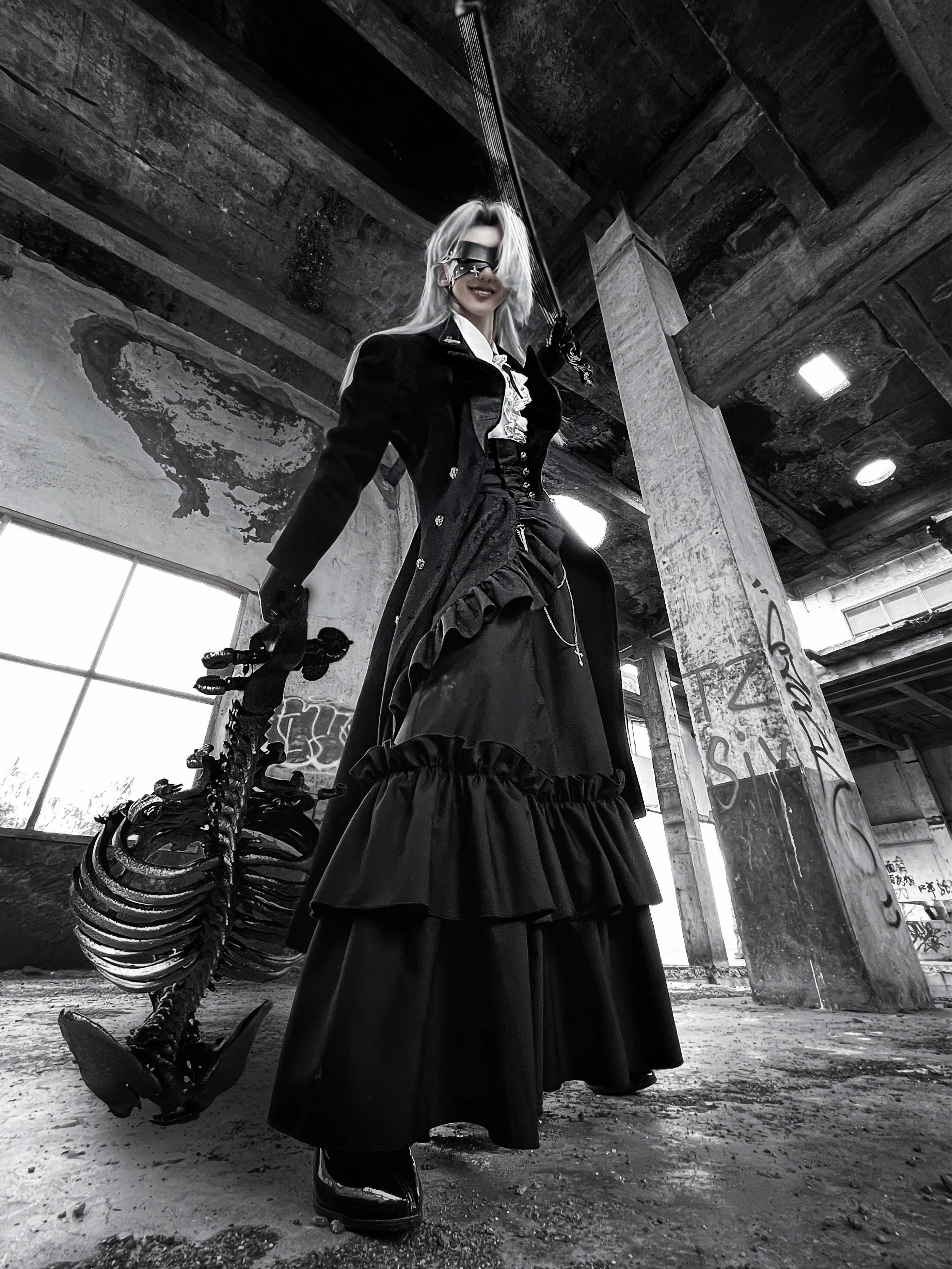Nightingale Girl - Downfall Dawn - Gothic Lolita Black Double-Breasted Coat 43930:789794