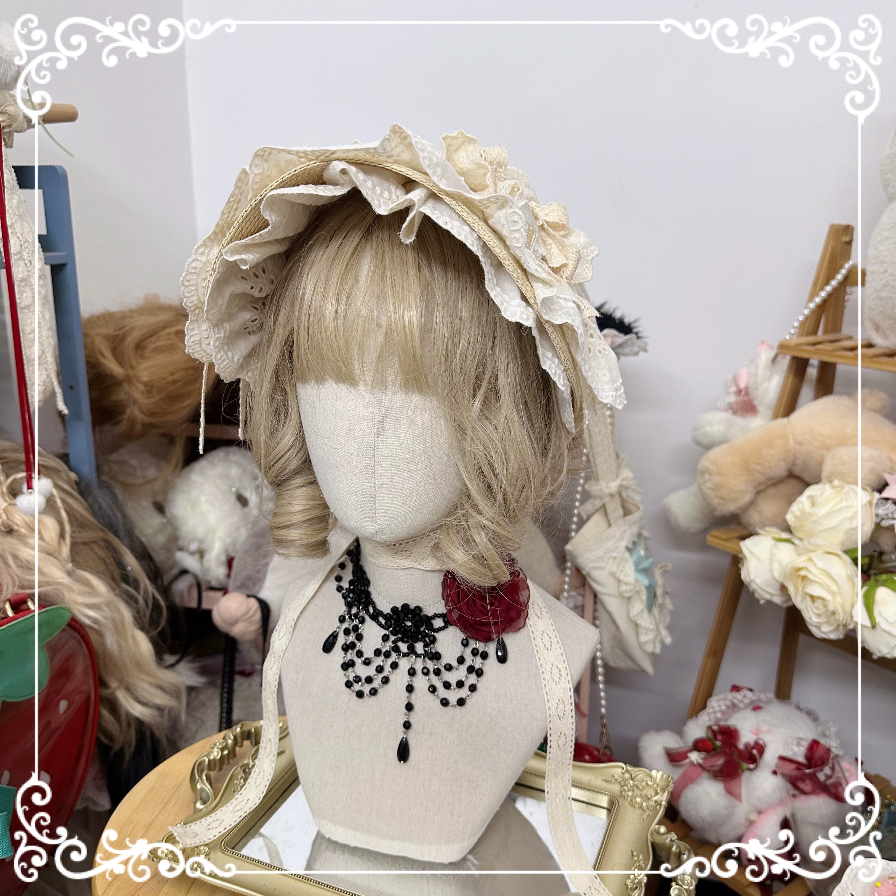 Chestnut Lolita~Gothic Lolita Bonnet Pure Cotton Hat 34010:440654