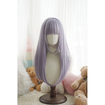 Imperial Tea~Daily Lolita Wig Matte Color Long Wigs Taro Purple  