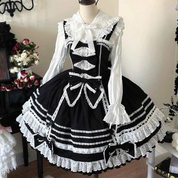 AerialCat~Layered Puffy~Old School Lolita JSK Cotton Vintage Cake Dress 41656:709202