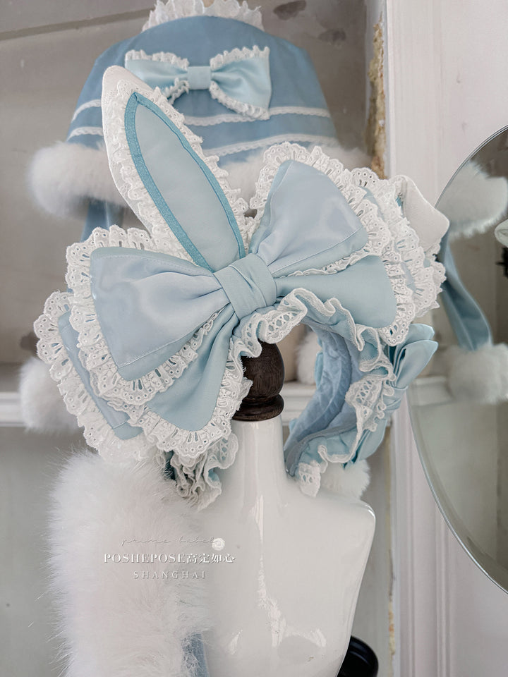 POSHEPOSE~Chuling Swan Lake~Sweet Lolita JSK Set Velvet Blue Dress for Prom 42865:755797