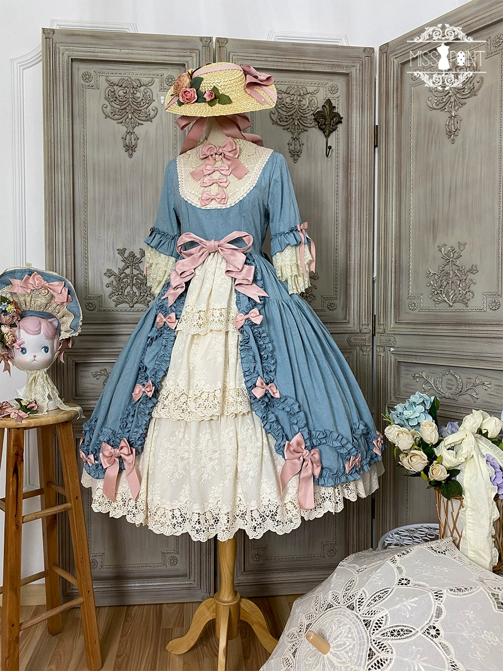 Miss Point~Lilyka Garden~Classic Lolita OP Dress Elegant Floral Wall Princess Sleeve 38832:606370