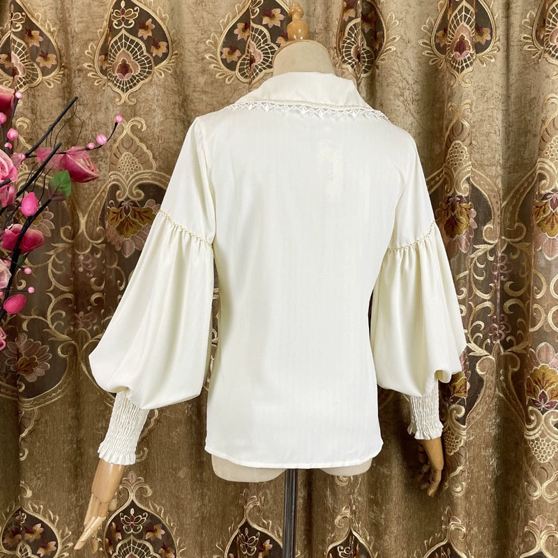 DMFS Lolita - Sweet Lolita Blouse Vintage Mutton Sleeves Winter Lolita Shirt