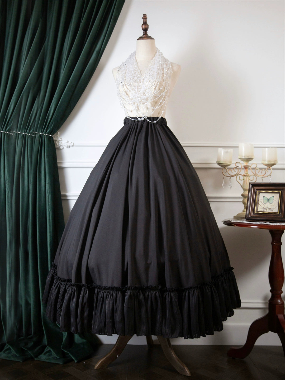 Muppet Mind Ben - Daily Lolita Extended Underskirt Black White and Red Lolita Skirt Black - pre order