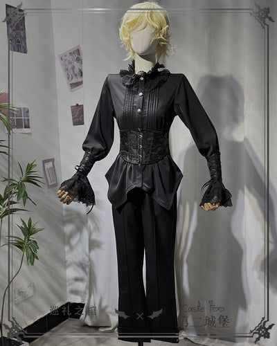 (BFM)CastleToo~Coffin of Pilgrimage~Ouji Lolita Shirt Pants Suit Medieval European Prince Suit Free size Black pants 
