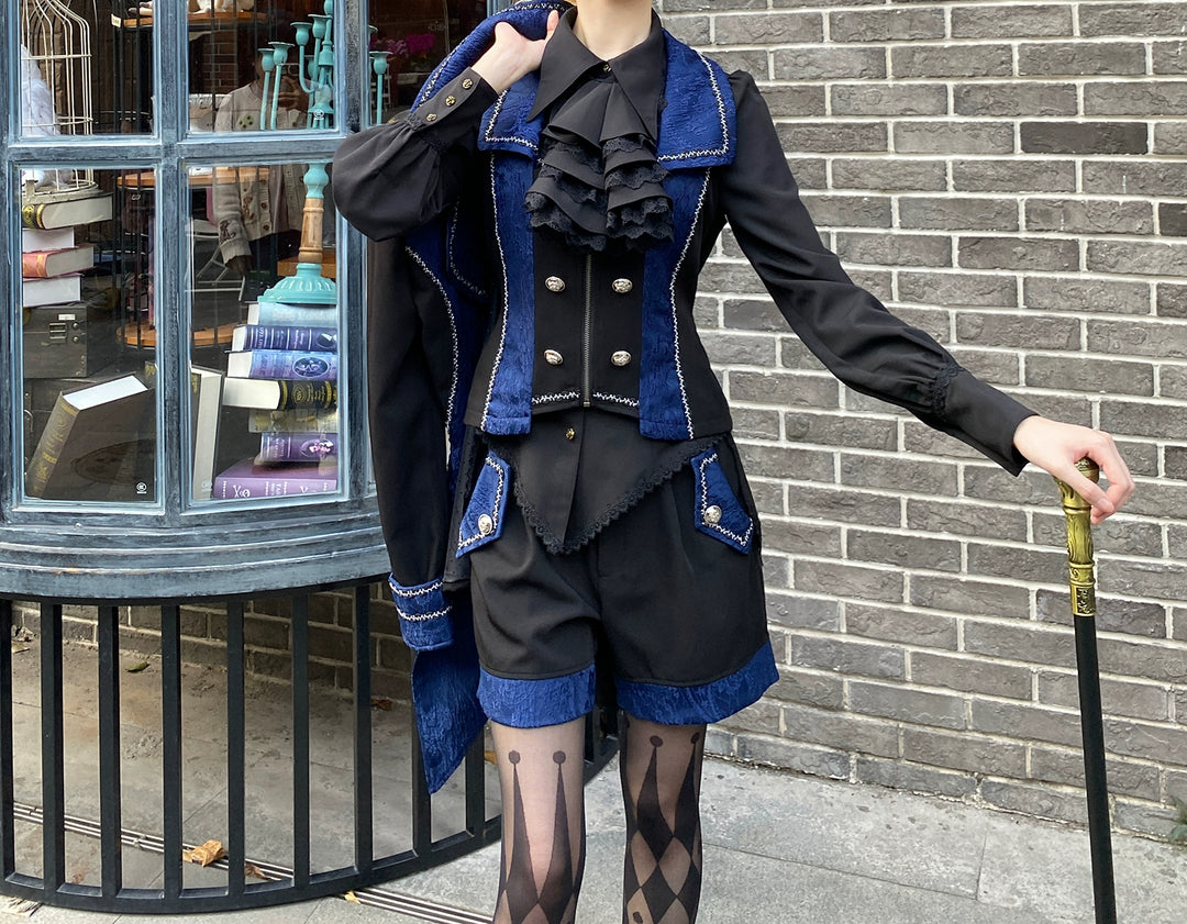(BFM)Little Dipper~Oath of Chapter~Ouji Lolita Vest Prince Style Shorts Multicolors S black and blue color shorts 