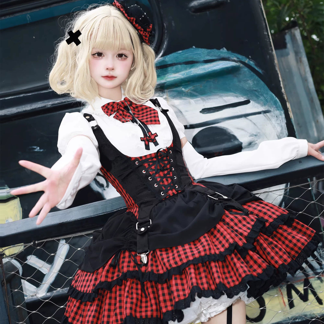 Xiaoxin~Rebel Sweetheart American College Sweet and Spicy Set Idol Lolita Dress   