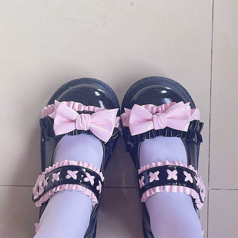 Fairy Godmother~Cute Lolita Shoes Bow Candy-Colored Lolita Flat Shoes   