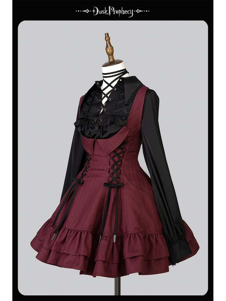 DuskProphecy - Heron - Classic Lolita Striped JSK Dress, Halter Neckline 44313:802934