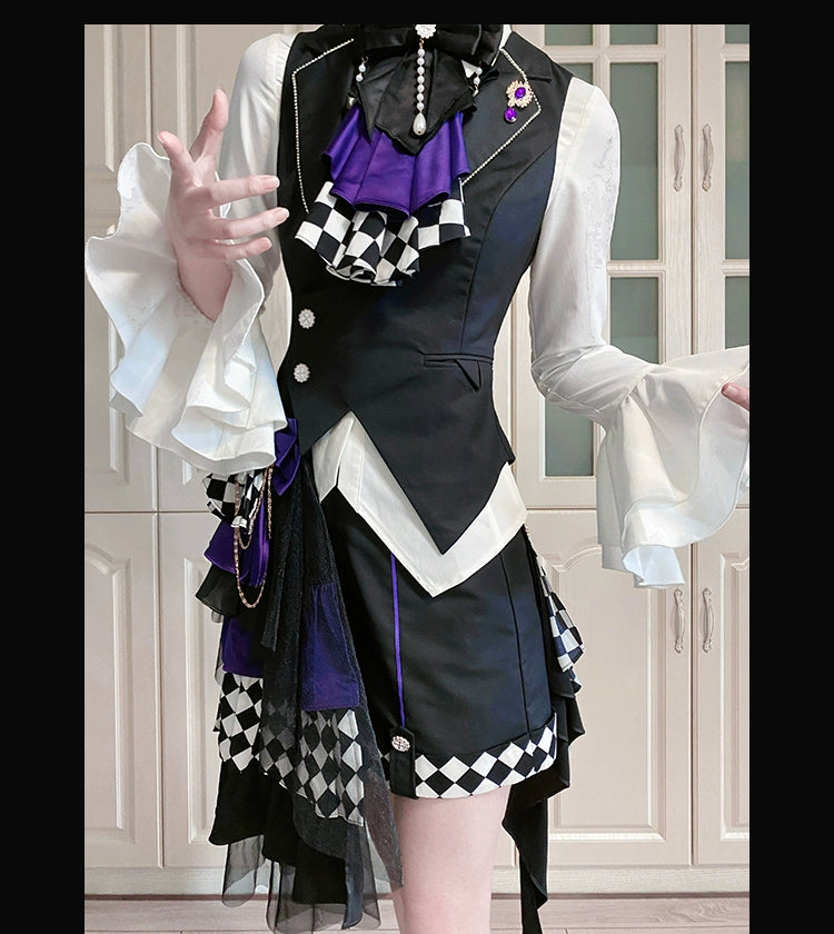 Forest Fluorescent Carps - The Judge's Game - Black Ouji Lolita Shorts Suit Prince Long Sleeved Shirt