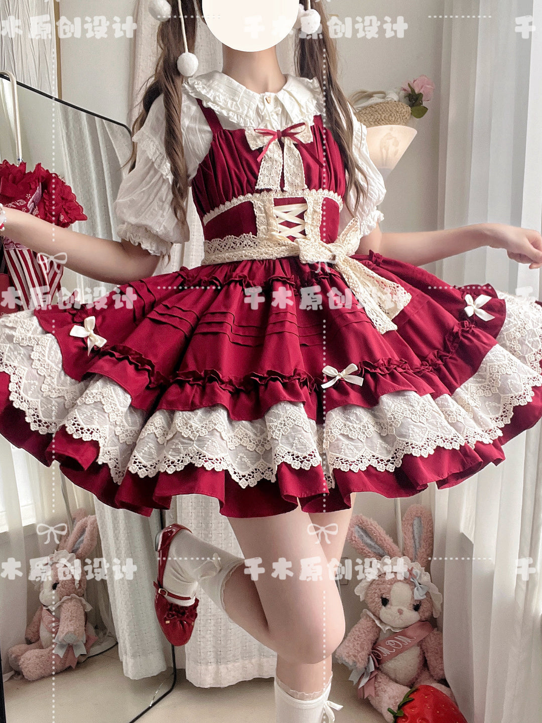 Qianmu~Vivian~Sweet Lolita JSK Doll Lolita Tiered Ruffles Dress