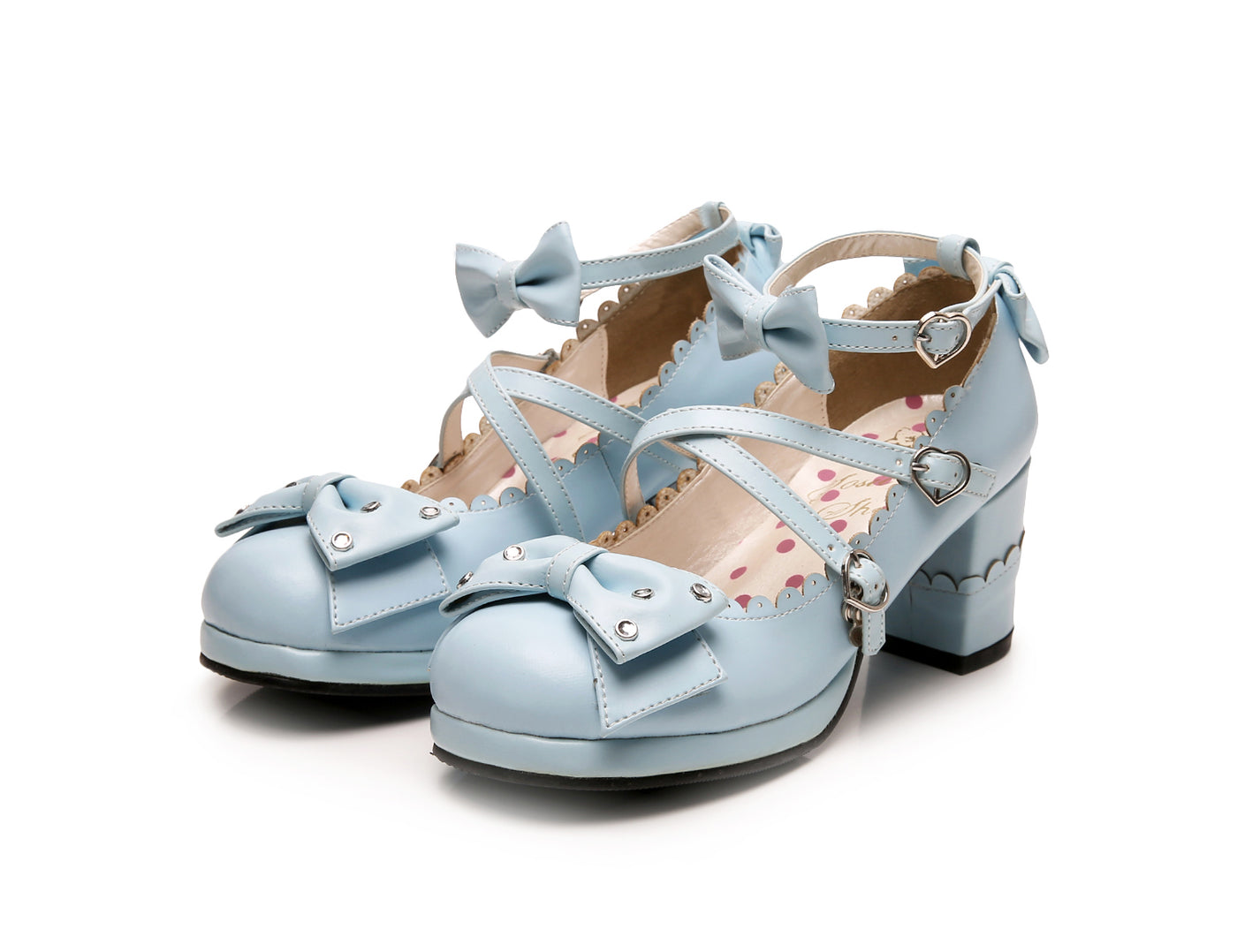 Sosic~Sweet Lolita High Heel Handmade Shoes 34 light blue 