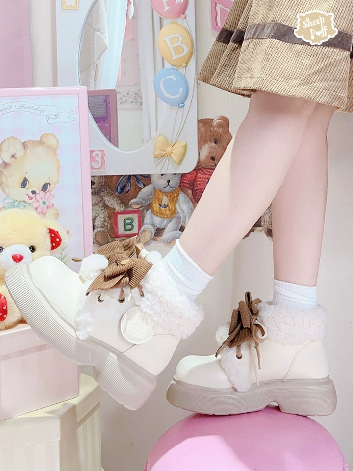 Sheep Puff~Sweet Lolita Fleece Shoes Winter Warm Snow Boots 40722:691722