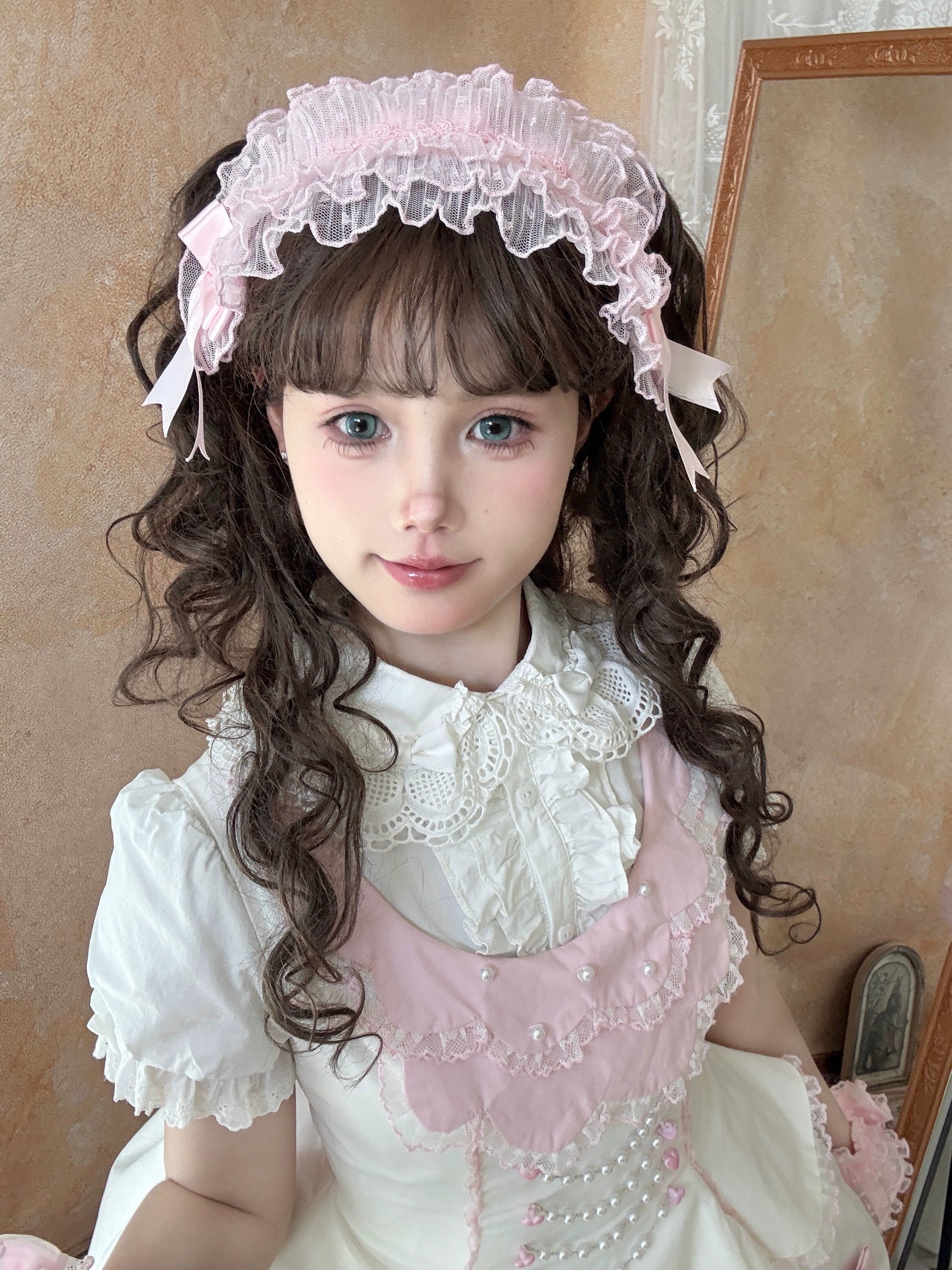 TaTaTa Lolita - Pearl Princess - Old School Lolita Jumper Dress Outfit, Petal Hem (L M S) 44056:793710