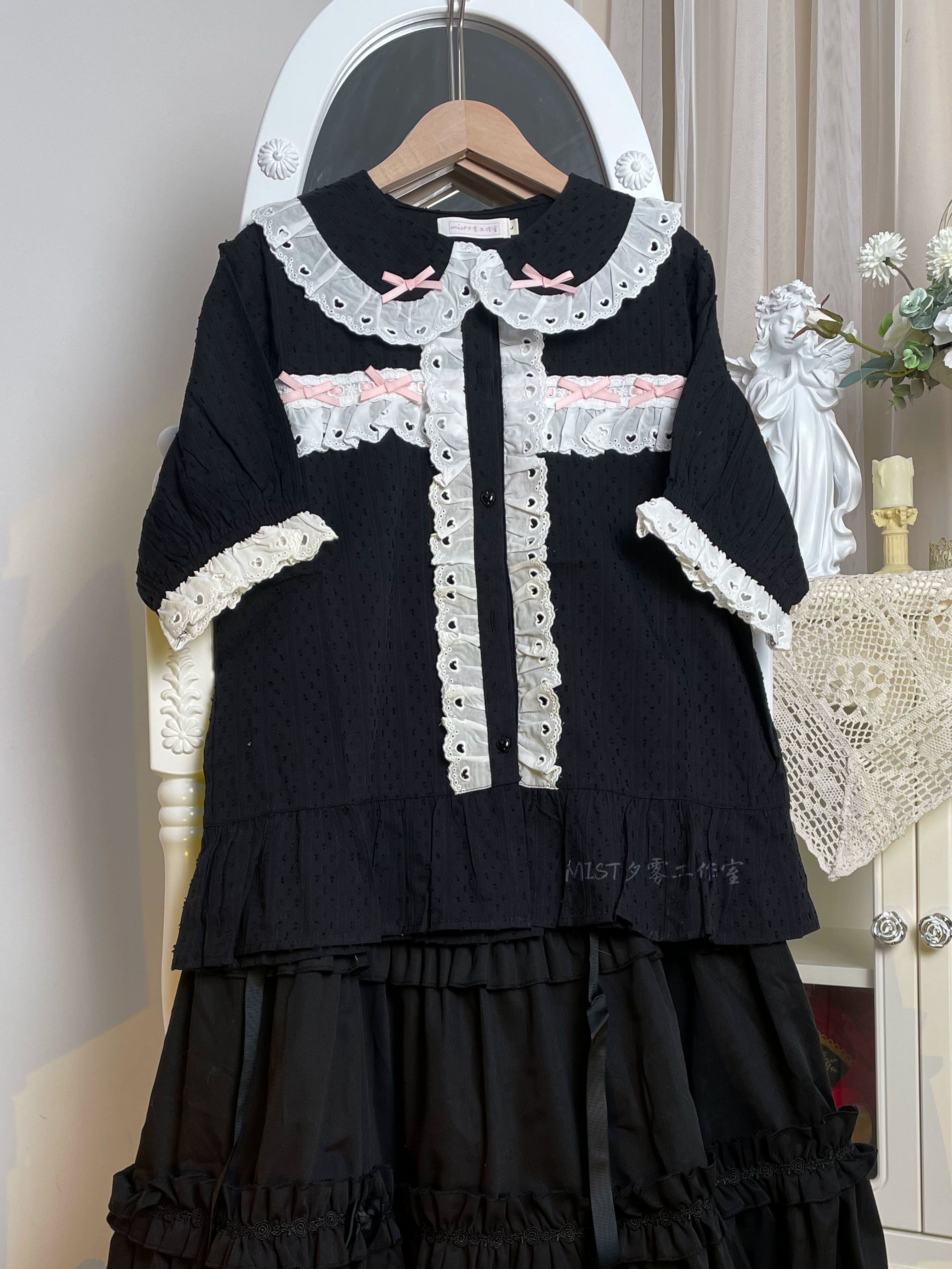 MIST - Cotton Sweet Lolita Blouse, Peter Pan Collar 43527:778138