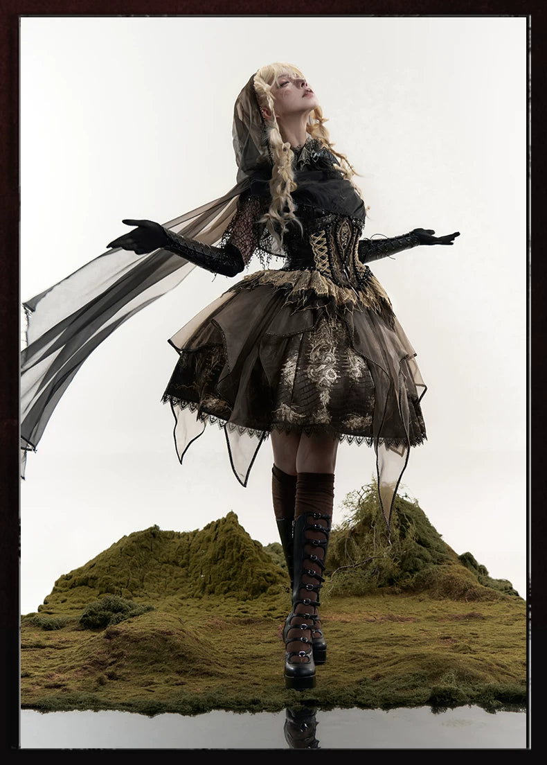Bone Dragon - Gothic Lolita Corset JSK Dress Set with Embroidery 45654:856808