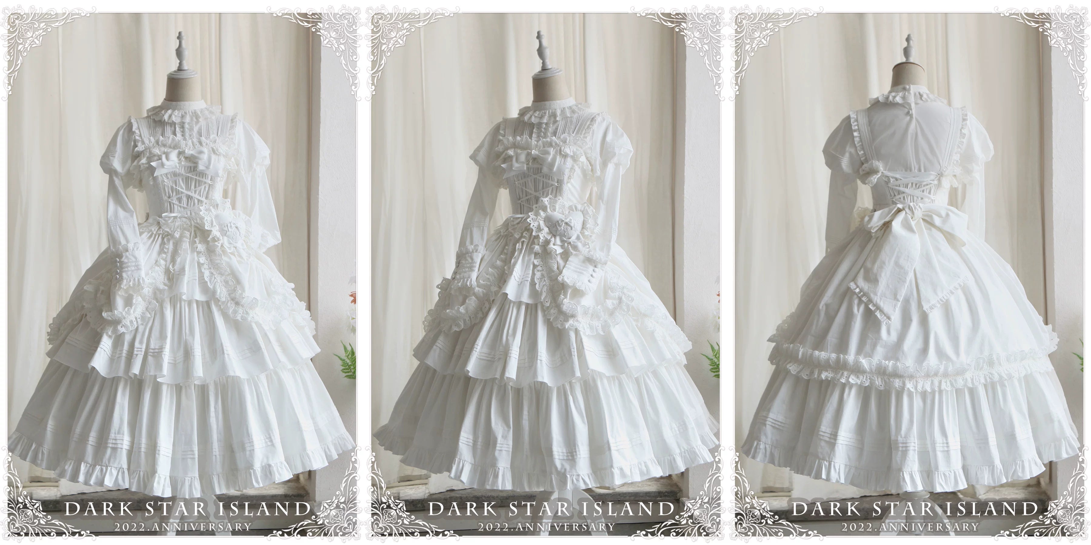 Cotton Gothic Lolita Long JSK, Drawn-up Hem