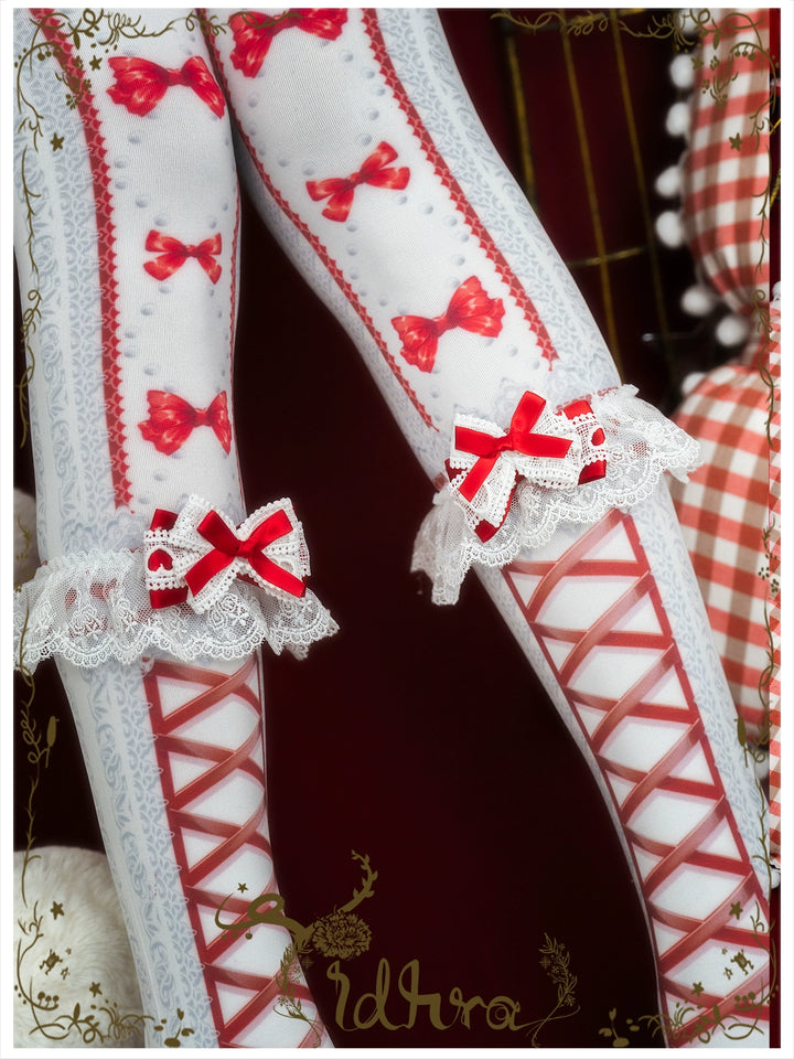 Yidhra~Christmas Lolita Pantyhose with Calf Lace Decoration