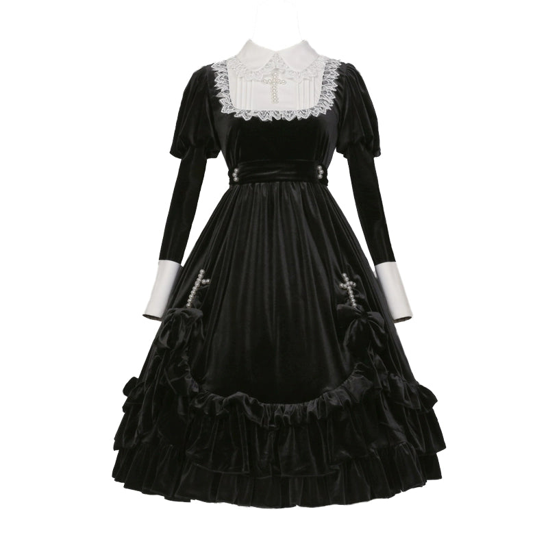 Sweet Date~Halloween Gothic Lolita OP Dress Princess Winter Dress   