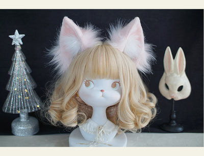 Meow Three Times~Lolita Accessory Animal Ear KC Hairband Cosplay Props   