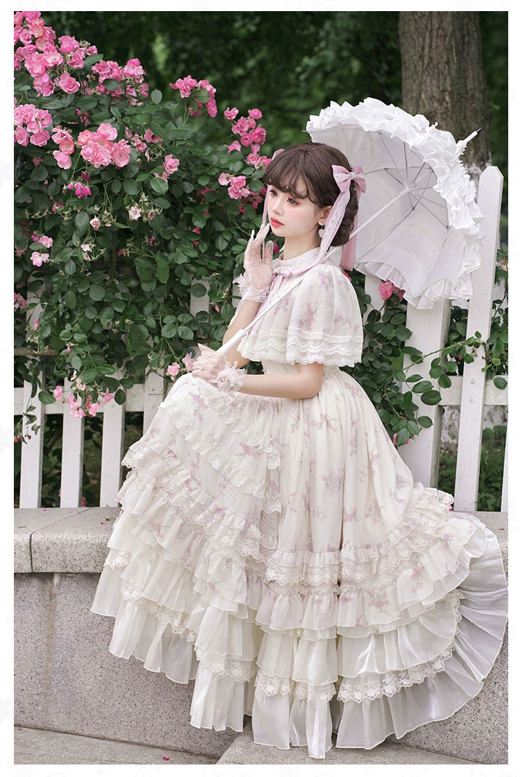 With PUJI~Nanke~Classic Lolita OP Dress Outfit with Edwardian Collar 41366:692970