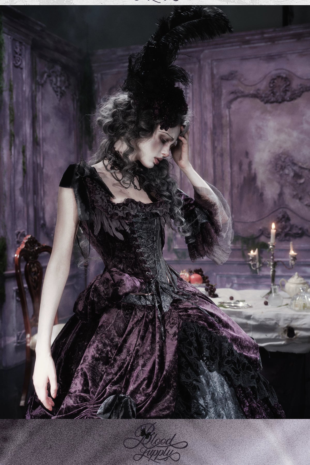 Undead's Gift - Halloween Gothic Corset, Detachable Sleeves 46023:872755