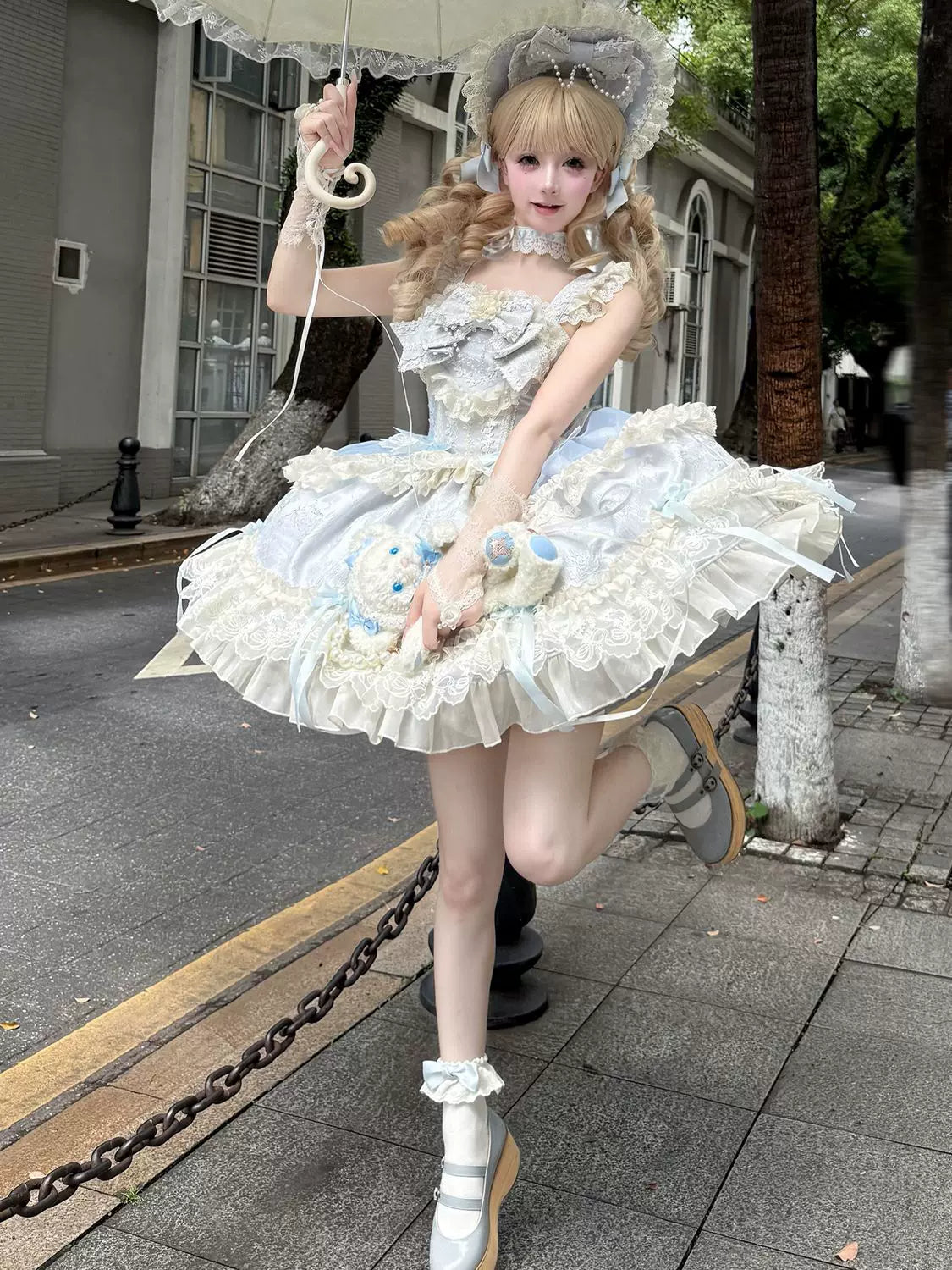 Blooming Love - Ballet-inspired Sweet Lolita JSK Dress, Lace & Bows