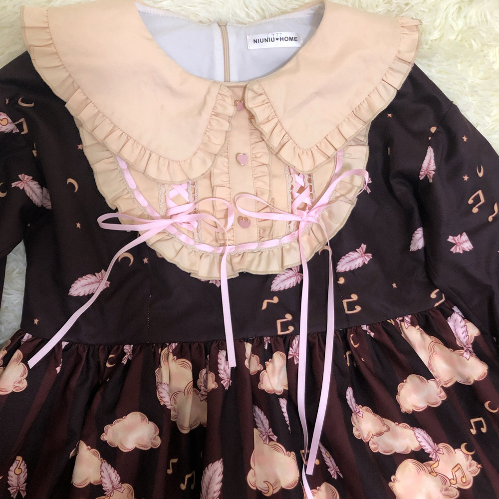 Niu Niu - Heavenly Movement - Plus Size Lolita OP Dress Vintage Long Sleeve