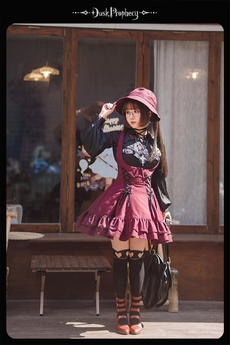 DuskProphecy - Heron - Classic Lolita Striped JSK Dress, Halter Neckline 44313:802959