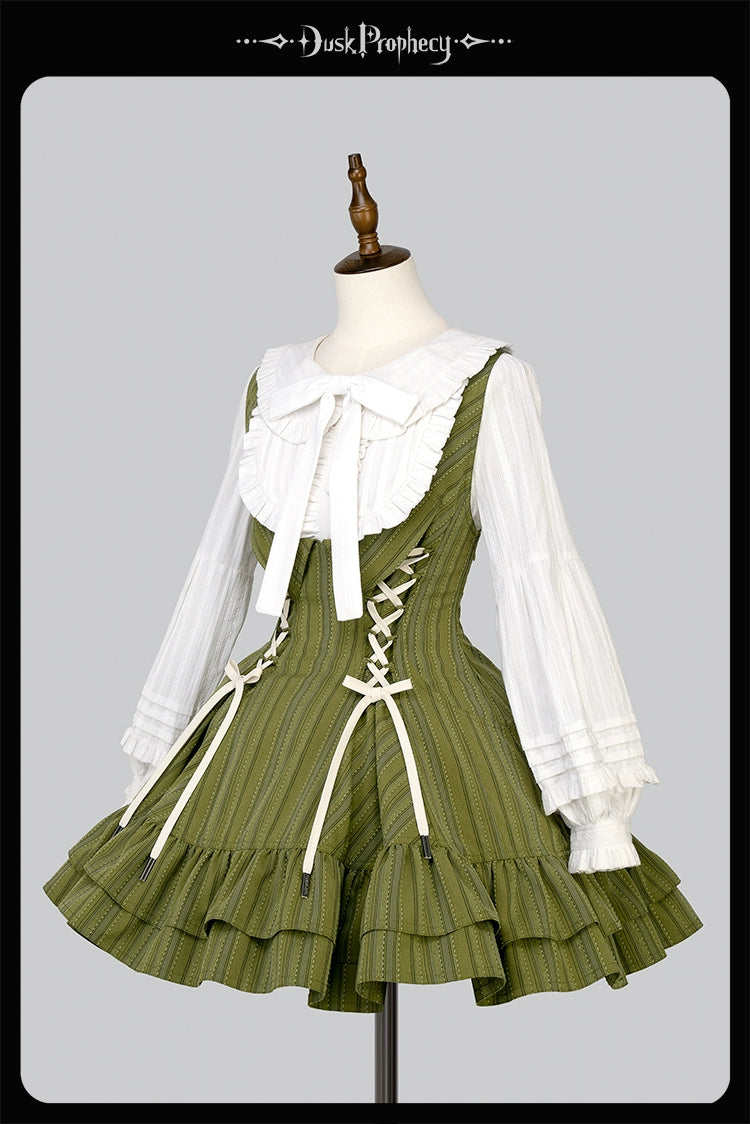 DuskProphecy - Heron - Classic Lolita Striped JSK Dress, Halter Neckline 44313:802870