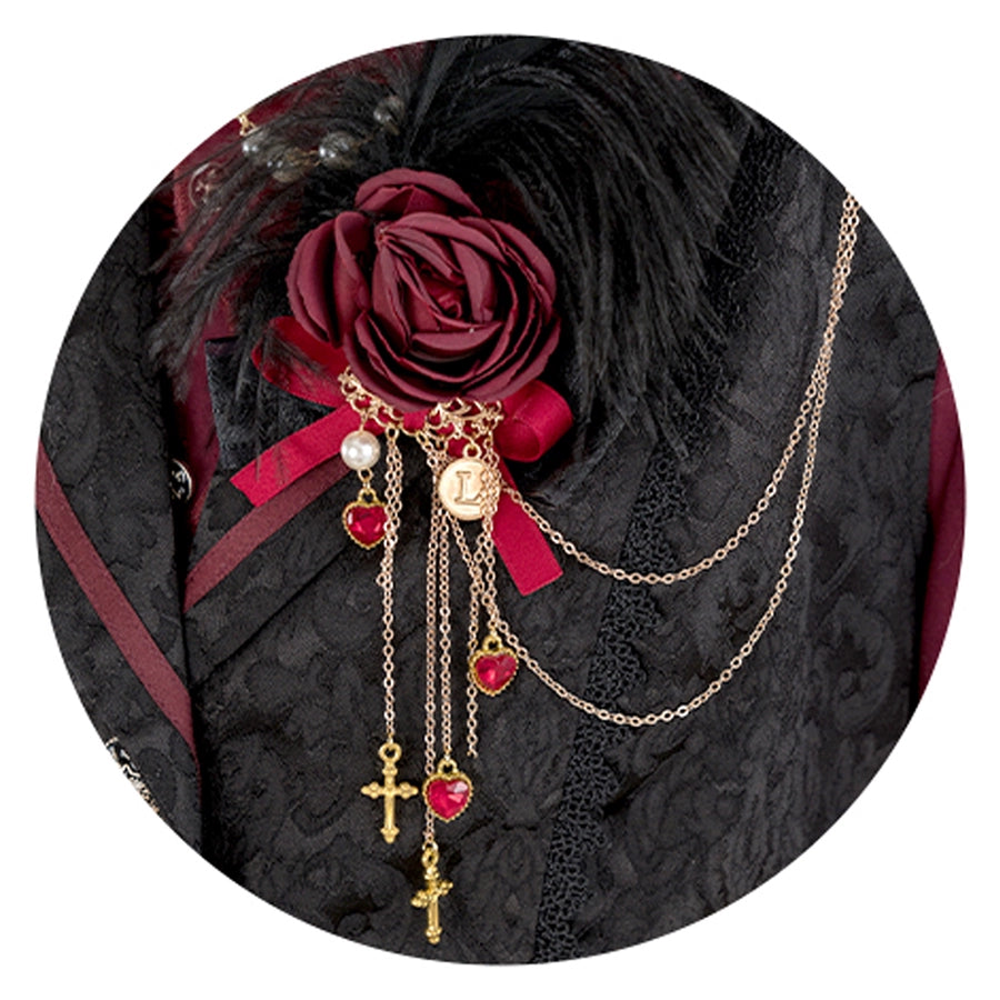 (BFM)Luna Planetarium~Evil Fang~Gothic Lolita Accessories Brooch Necktie Clip KC Hat Red-Brooch  