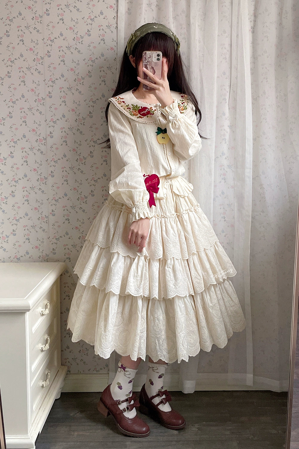 (BFM)Miss Point~Customized Lolita Skirt Embroidery Lace Cotton Lolita Skirt 31828:370800