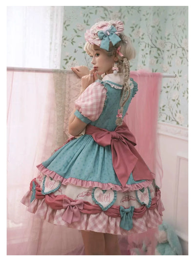 Sakurahime~Cake Party~Sweet Lolita Pink-blue Tiered OP   