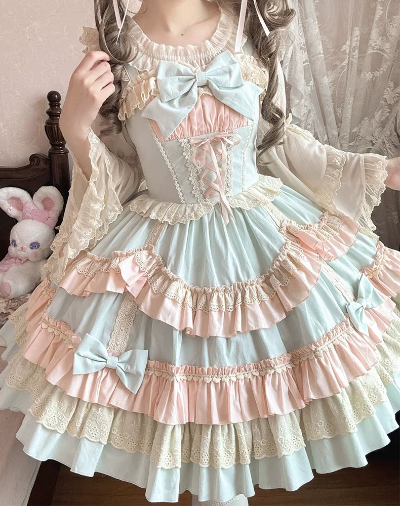 Sweet Mousse - Dreamy Sweet Lolita JSK Dress, Tiered Skirt (L M S) 44761:821327